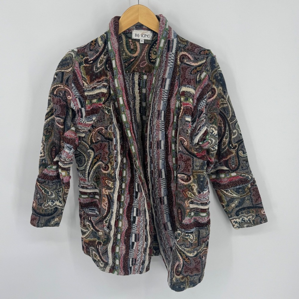 The Icing Abstract Paisley Knit‎ Cardigan Jacket Women's M
